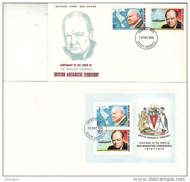 BRITISH ANTARCTIC TERRITORY 1974 WINSTON CHURCHILL  FDC - FDC