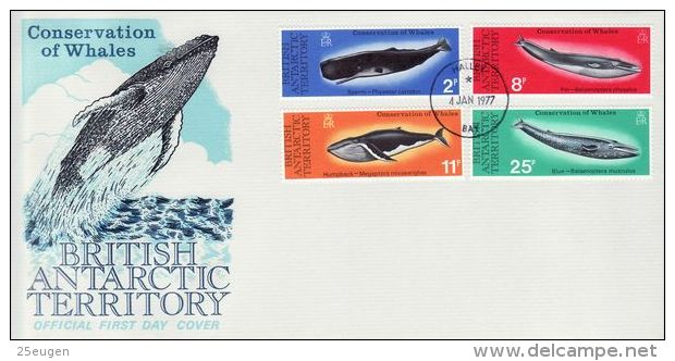BRITISH ANTARCTIC TERRITORY 1977 CONSERVATION OF WHALES  FDC - FDC