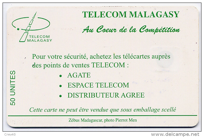 Télécarte 50 Unités Madagascar 05/96 - Zébus, N° En Dessous Ligne - Madagascar