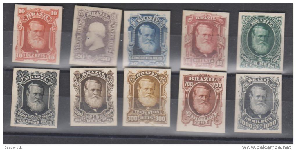 O)BRAZIL 1878/1879, BARBA BLANCA, CARDBOARD PROOFS ON THICK CARTON PAPER OF THE COMPLETE SET OF TEN ISSUED VALUES FROM 1 - Nuovi
