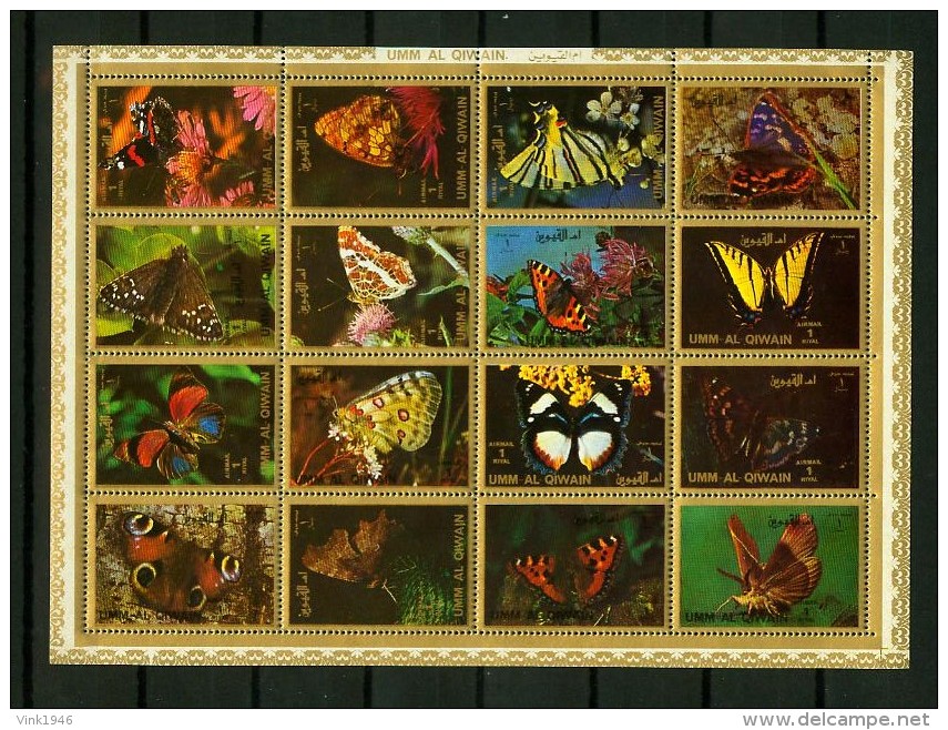 Umm Al Qiwain 1972,16V In Sheetlet,butterflies,vlinders,MNH/Postfris, (L1288) - Papillons