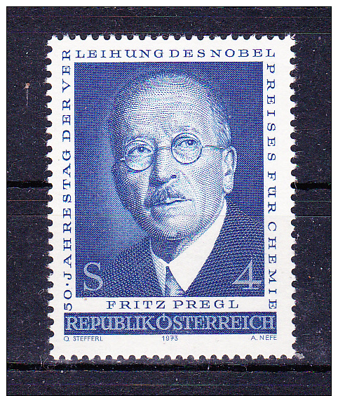 AUSTRIA  1973. Fritz Pregl - 50 Years Nobel  Prize  ,  Y&T  #  1265 Cv  1.20  E , ** M N H , V V F - Nuovi