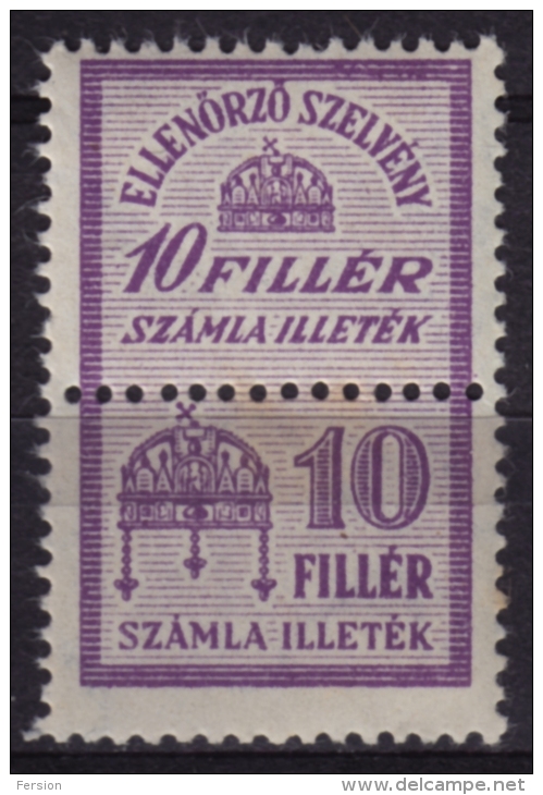 1944 Hungary - FISCAL BILL Tax - Revenue Stamp - 10 F - MNH - Fiscale Zegels