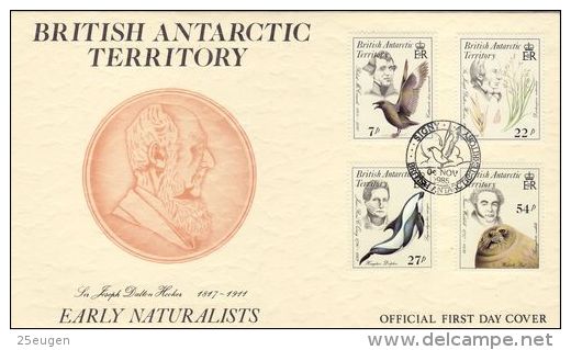 BRITISH ANTARCTIC TERRITORY 1985 EARLY NATURALISTS  FDC - FDC