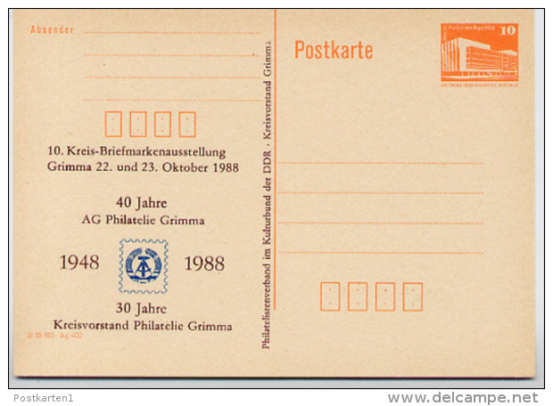 DDR P86II-33a-88 C34-a  Postkarte Privater Zudruck PHILATELIE GRIMMA 1988 - Cartes Postales Privées - Neuves