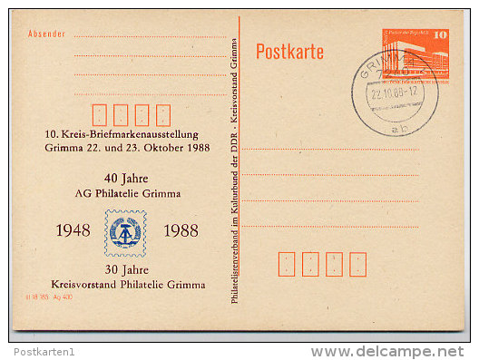 DDR P86II-33a-88 C34-a  Postkarte Privater Zudruck PHILATELIE GRIMMA Stpl 1988 - Private Postcards - Used