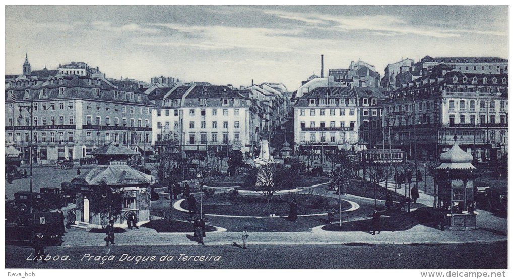 Print Praca Duque Da Terceira LISBON Portugal 1920's Lisboa Duke Square - Géographie