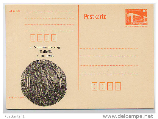 DDR P86II-28-88 C30  Postkarte Privater Zudruck NUMISMATIKERTAG HALLE 1988 - Cartes Postales Privées - Neuves
