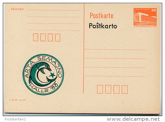 DDR P86II-9-88 C16  Postkarte Privater Zudruck ESPERANTO DELPHIN Halle 1988 - Cartes Postales Privées - Neuves
