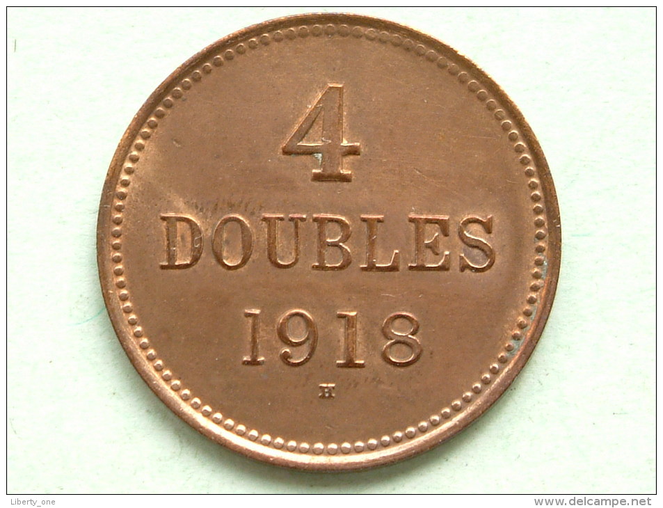 1918 H - 4 DOUBLES / KM 13 ( For Grade, Please See Photo ) !! - Guernesey