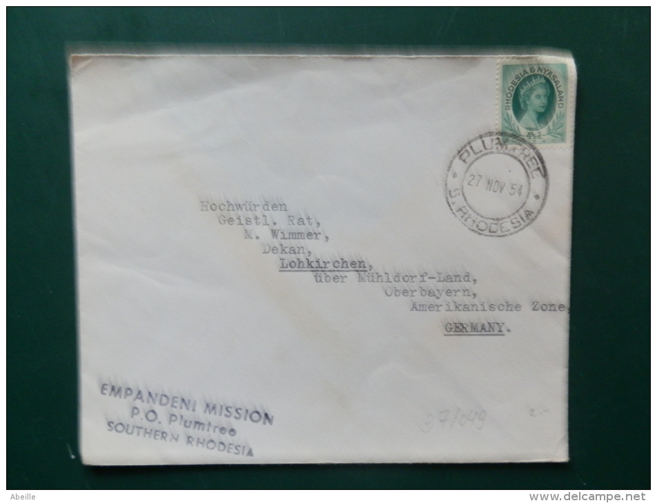 37/048   LETTRE 1954 TO GERMANY - Rhodesia & Nyasaland (1954-1963)