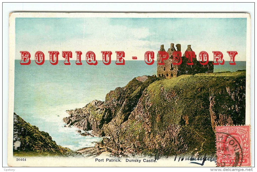 ECOSSE - PORT PATRICK < Dunsky Castle - Scotland - Carte Couleur Voyagée 1909 - Dumfriesshire