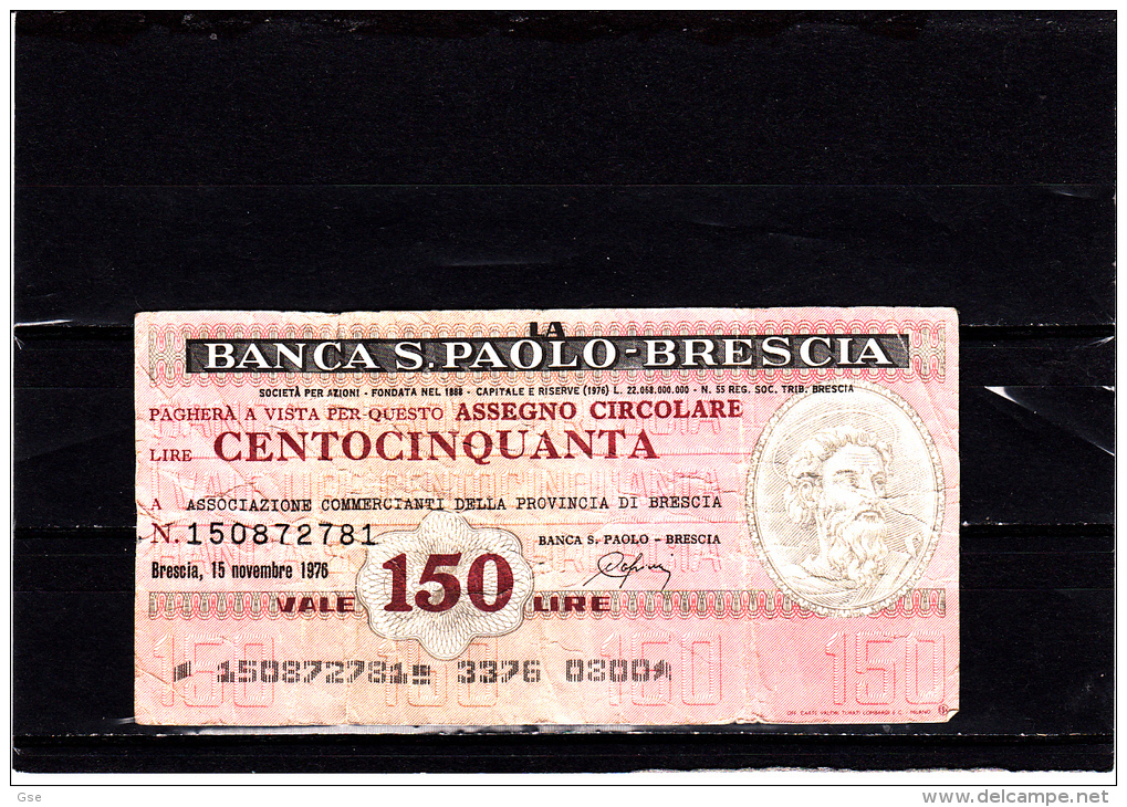 Banca  S.Paolo Brescia - 150 Lire - ( Circolato) - [10] Scheck Und Mini-Scheck