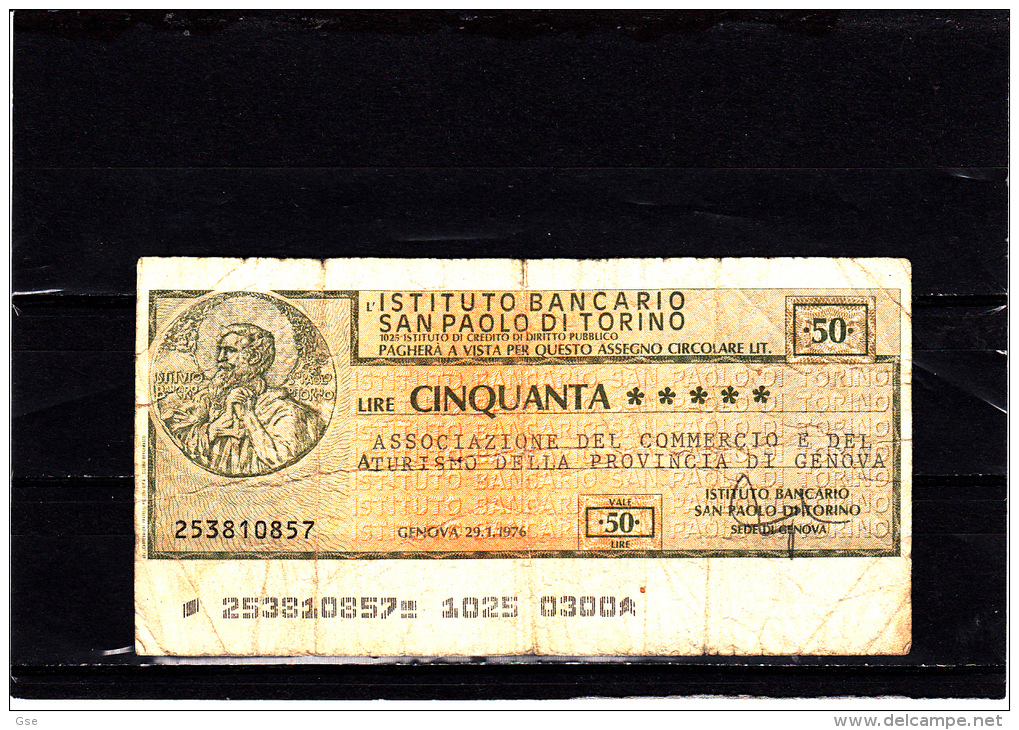 Istituto S.Paolo Torino - 50 Lire - ( Circolato) - [10] Cheques Y Mini-cheques