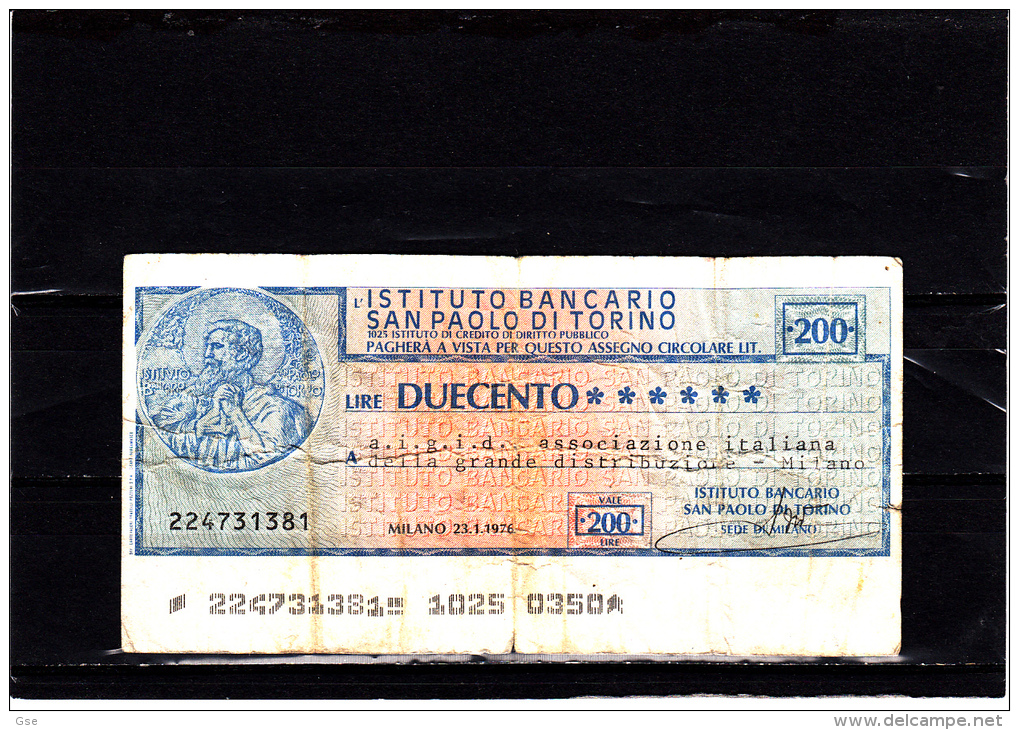 Istituto S.Paolo Torino - 200 Lire - ( Circolato) - [10] Scheck Und Mini-Scheck