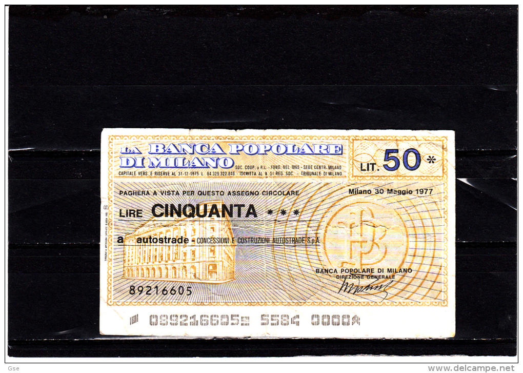 Banca Popolare Di Milano - 50 Lire - ( Circolato) - [10] Chèques