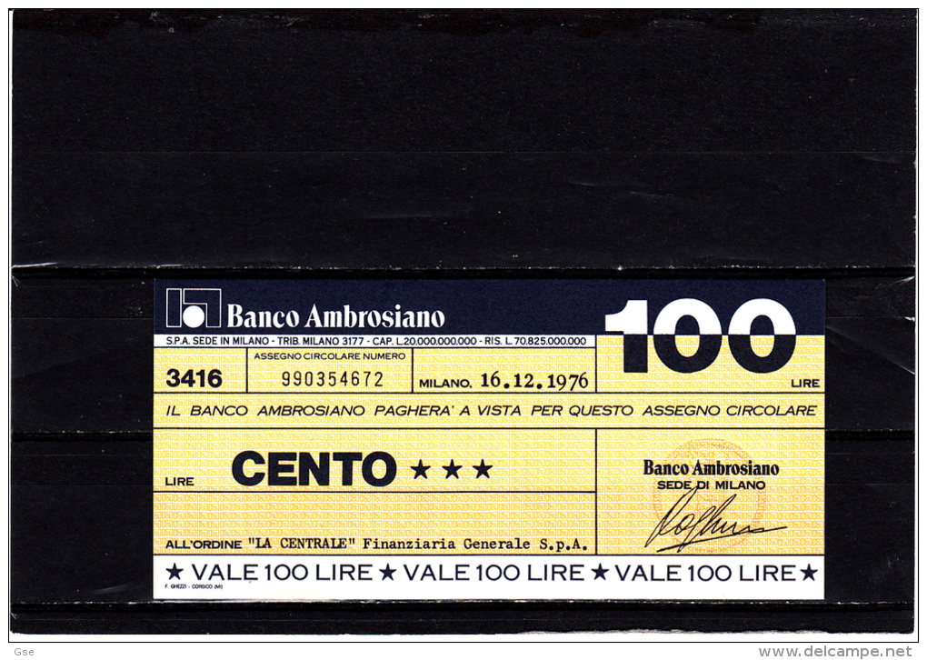 Banco Ambrosiano - 100 Lire - [10] Checks And Mini-checks
