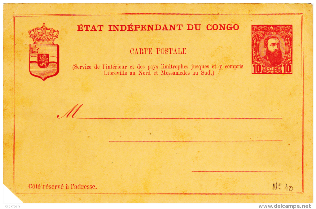 Congo Belge - Entier Stationery Ganzsache  - CP 10 - !!! Un Coin Déchiré - Postwaardestukken