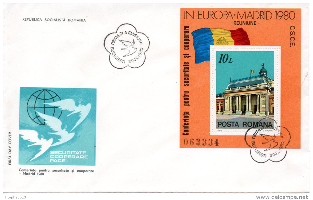 ROUMANIE. BF 146 Sur Enveloppe 1er Jour (FDC) De 1980. OSCE. - European Community