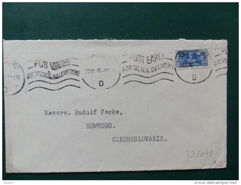 37/079      LETTRE POUR CZECHOSL. - Briefe U. Dokumente