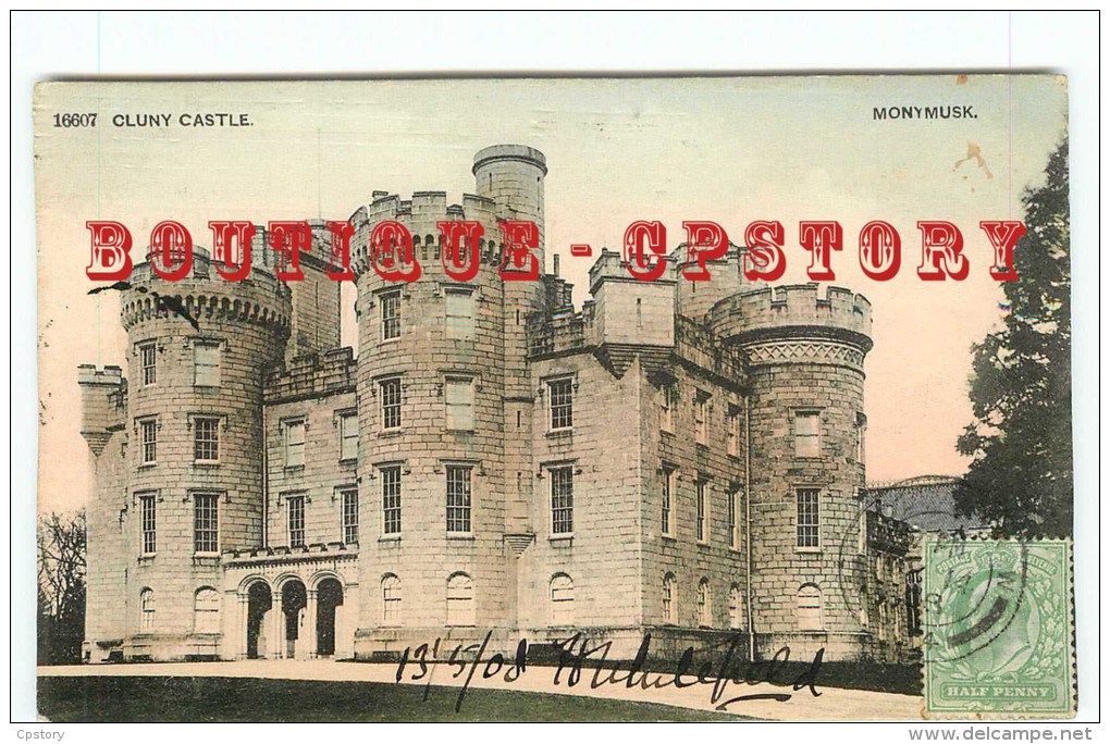 ECOSSE - MONYMUSK < Cluny Castle - Scotland - Postcard Couleur Voyagée 1908 - Aberdeenshire