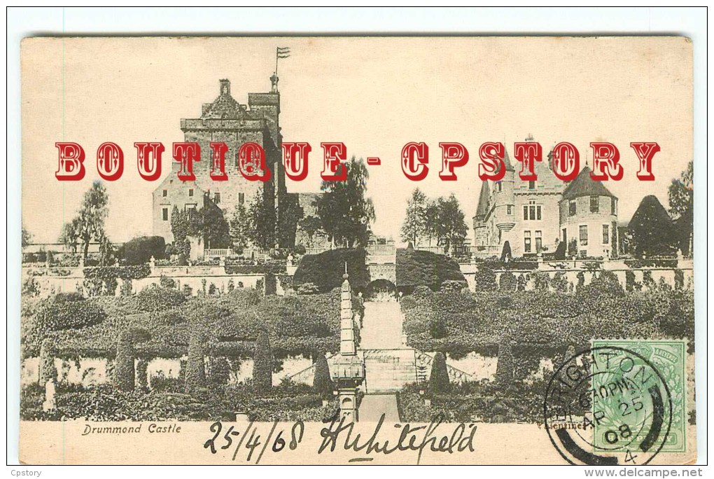 ECOSSE - DRUMMOND Castle - Scotland - Valentine´s Series < Postcard Voyagée 1908 - Stirlingshire
