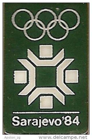 1984 Sarajevo Dark Green Olympic Games Mark Pin - Giochi Olimpici