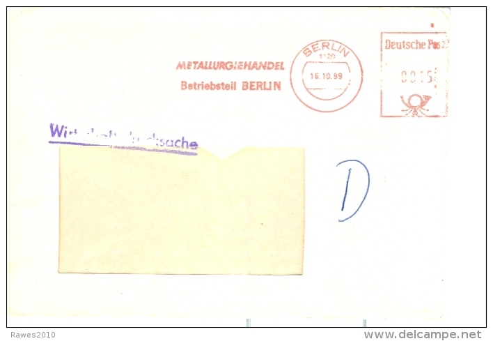 DDR Berlin AFS 1989 Metallurgiehandel Betriebsteil Berlin Wirtschaftsdrucksache - Franking Machines (EMA)