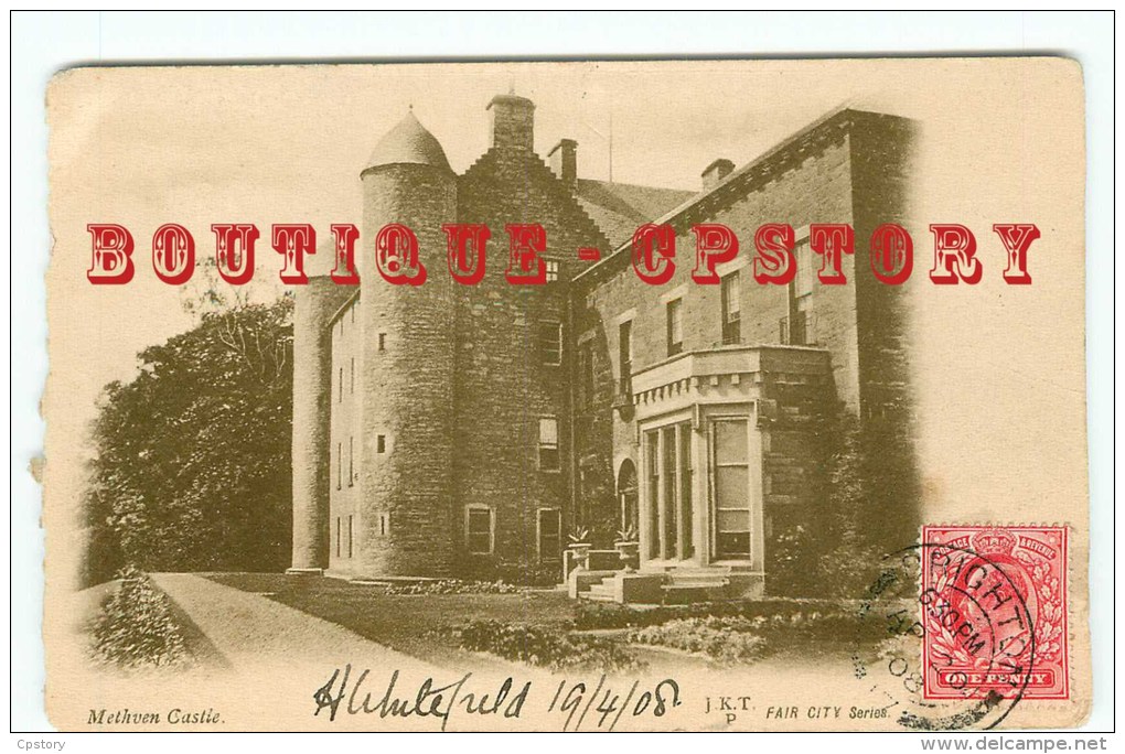 ECOSSE - METHVEN Castle - Scotland < Postcard Voyagée 1908 - Kinross-shire