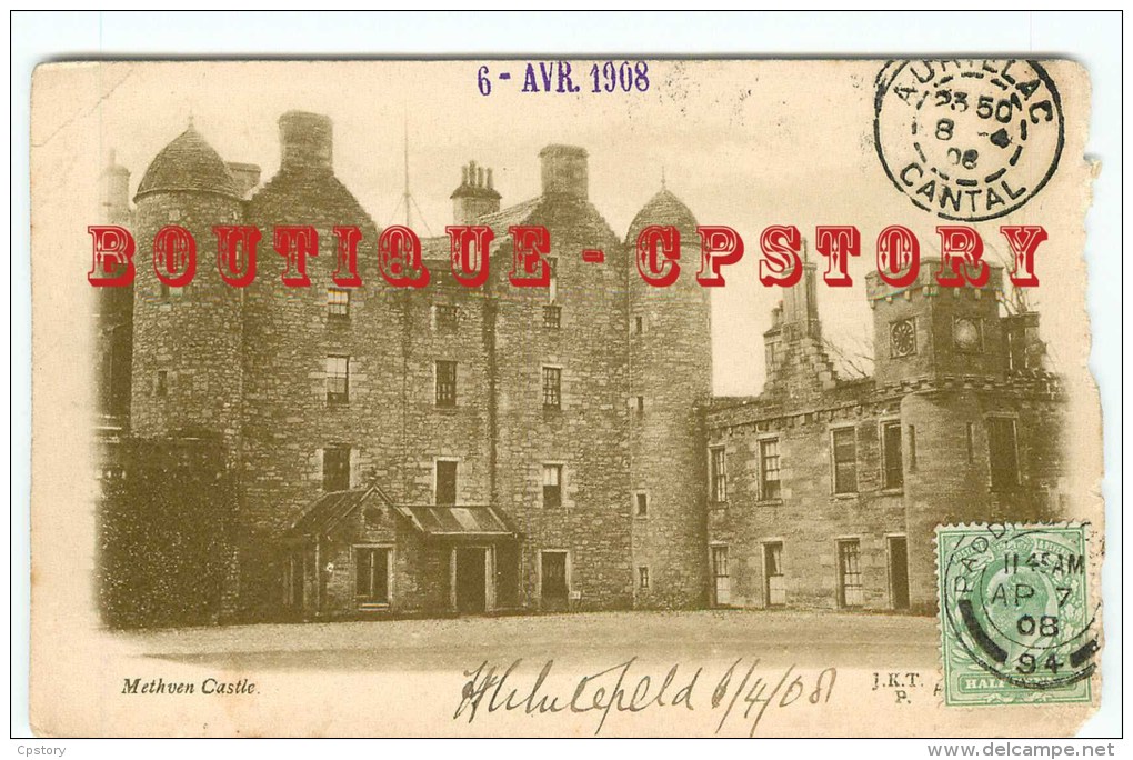 ECOSSE - METHVEN Castle - Scotland < Postcard Voyagée 1908 - Kinross-shire