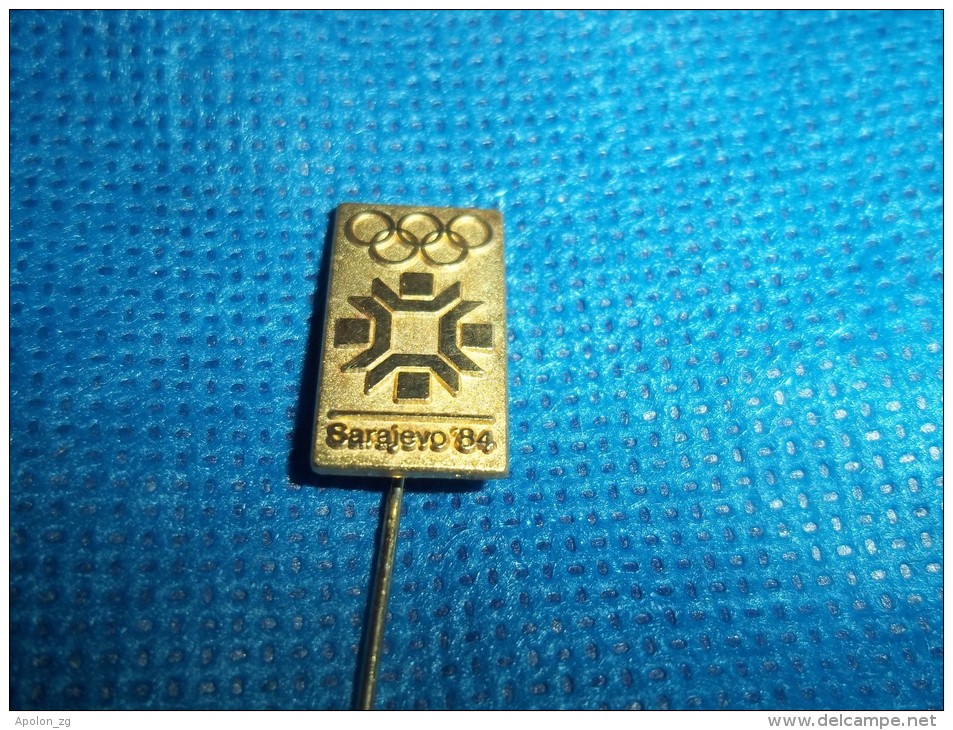 1984 Sarajevo Winter Olympics 1 1/2" Gold Logo Stick Pin - Olympic Games