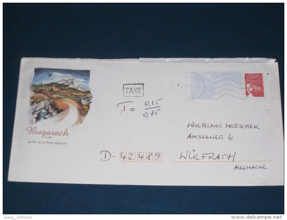 2002 France Frankreich Ganzsache Postal Stationery Brief Cover Taxe Nachporto Bugarach - Lots Et Collections : Entiers Et PAP