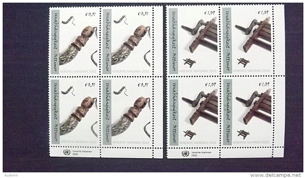 UNO-Wien 361/2 Yt 374/5 **/mnh, Eckrandviererblock EVB ´D´, Osttimor (auch EVB ´C´ Möglich) - Ongebruikt