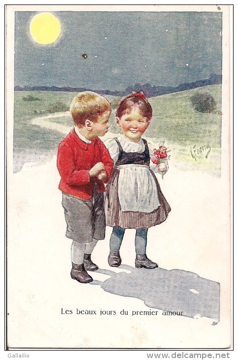 LES BEAUX JOURS DU PREMIER AMOUR CPA ENFANT SIGNEE KARL FEIERTARG - Feiertag, Karl