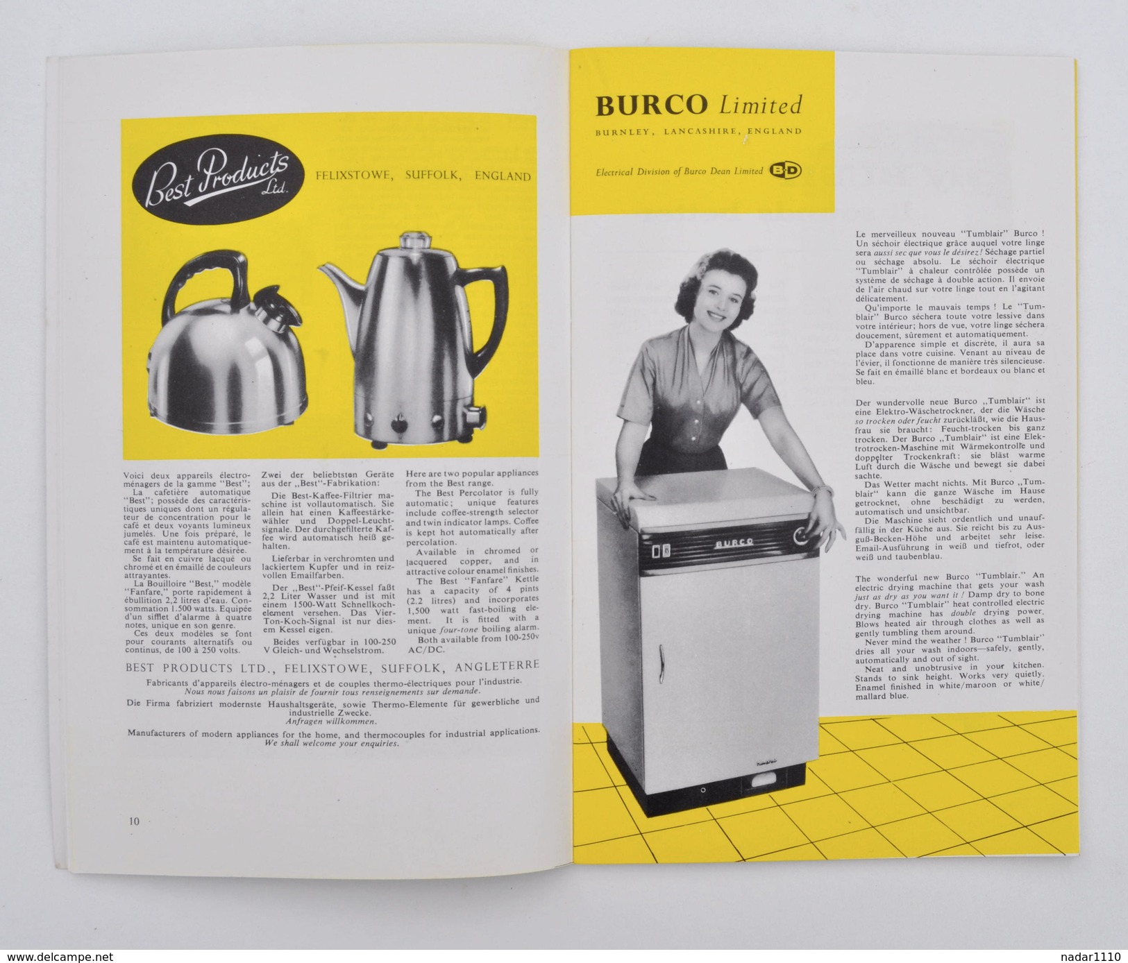 Art ménager / EXPO BRUXELLES 1958 : Electricité à la Maison (Electricty in the Home, LONDON) / Hoover, Kenwood, Cossor