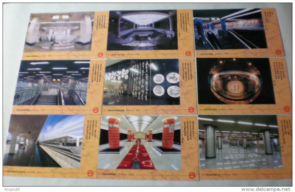 China 1993 Finishing Commemoration Of Shanghai Metro Line 1,subway Station,set Of 14 Advertising Post Card In Folder - Subway