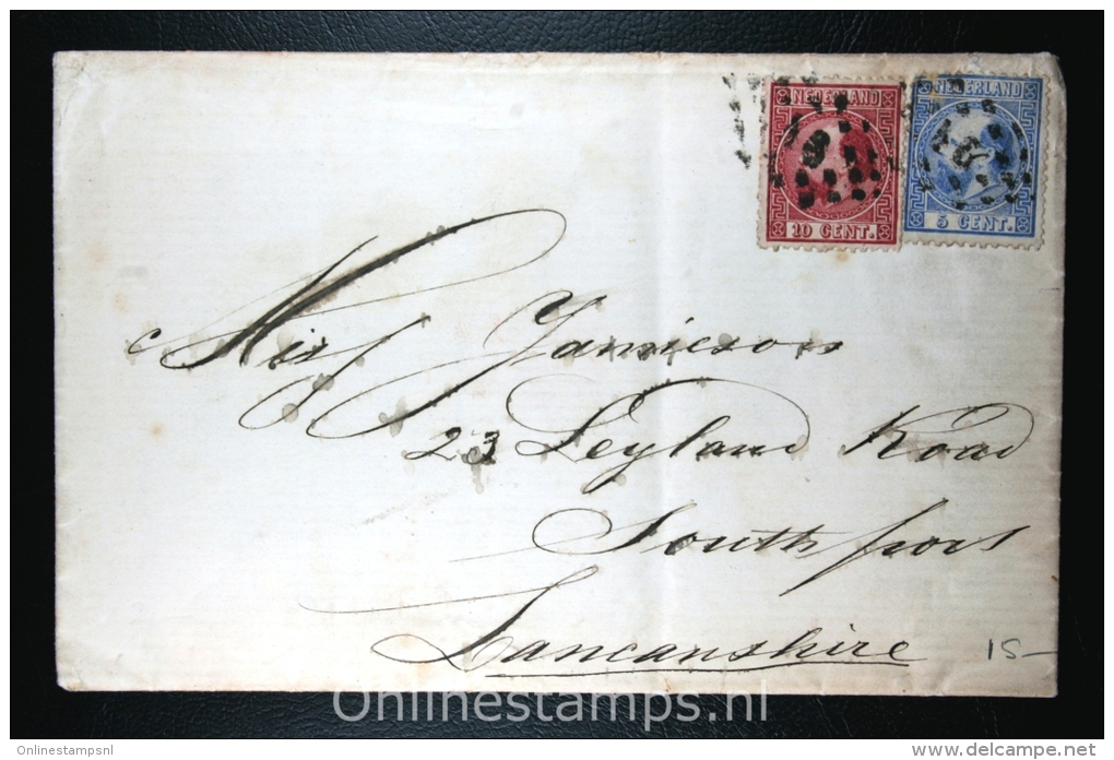 Nederland: NVPH Nr 7+8  Op Brief Rotterdam (PS 91) Naar Southport UK, 1871, Aankomststempel - Lettres & Documents