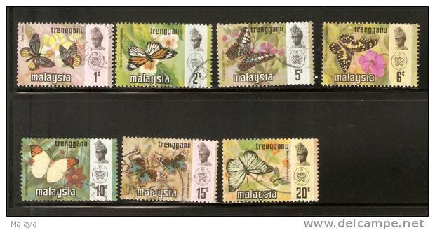 Malaysia 1971 Butterflies USED Set Trengganu Terengganu - Malaysia (1964-...)