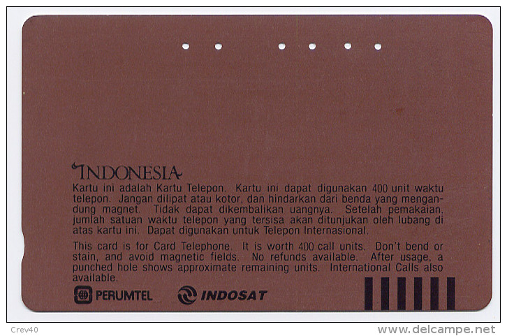 Télécarte 400 Unités Indonésie - Satellite Et Carte De L´Indonésie - Indonésie
