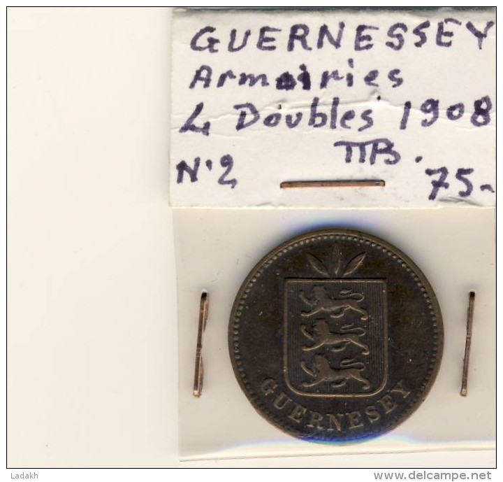 PIECE MONNAIE GUERNESEY  4 DOUBLES 1908 - Guernsey