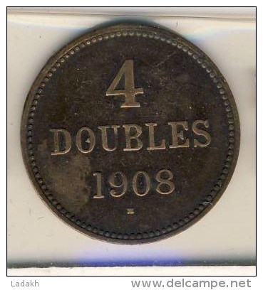 PIECE MONNAIE GUERNESEY  4 DOUBLES 1908 - Guernsey