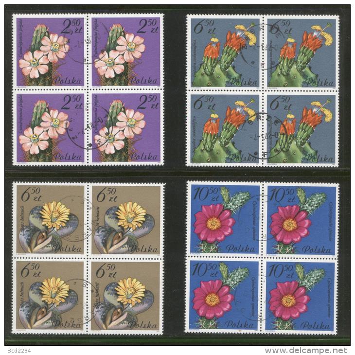 POLAND 1981 FLOWERING SUCCULENTS & CACTII SET OF 8 USED BLOCKS FLOWERS - CACTUS - DESERT - Cactus