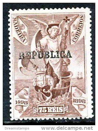 !										■■■■■ds■■ Portugal 1911-12 AF#202* Madeira 75 Réis (x0342) - Ungebraucht