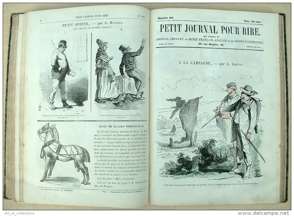 Reliure de  "Le petit journal pour rire" pour l’année 1860 / Illustrations Gustave DORÉ, NADAR, Bayard, Riou, etc.