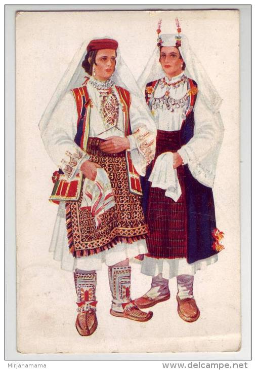 Yugoslavia Croatia Art Painter VLADIMIR KIRIN Costume National Dalmatie Vrlika Sinj Old PC Us 1950 / 17086 - Yougoslavie