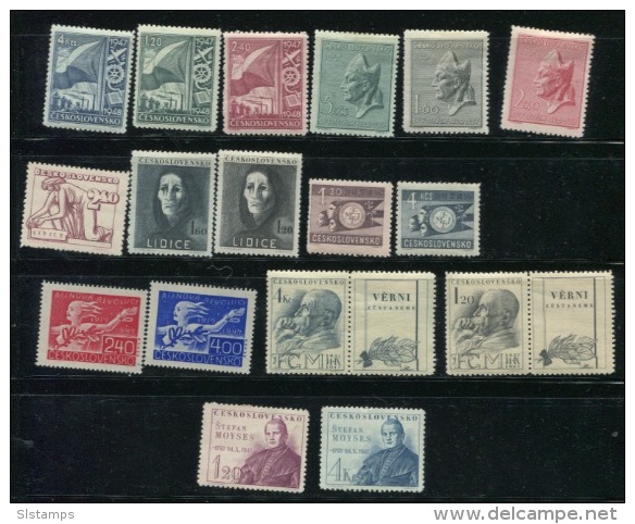 Chechoslovakia 1947 Mi 512-528 MNH (4 Stmps Are MH) Complete Year Cv 17.50 Euro - Volledig Jaar