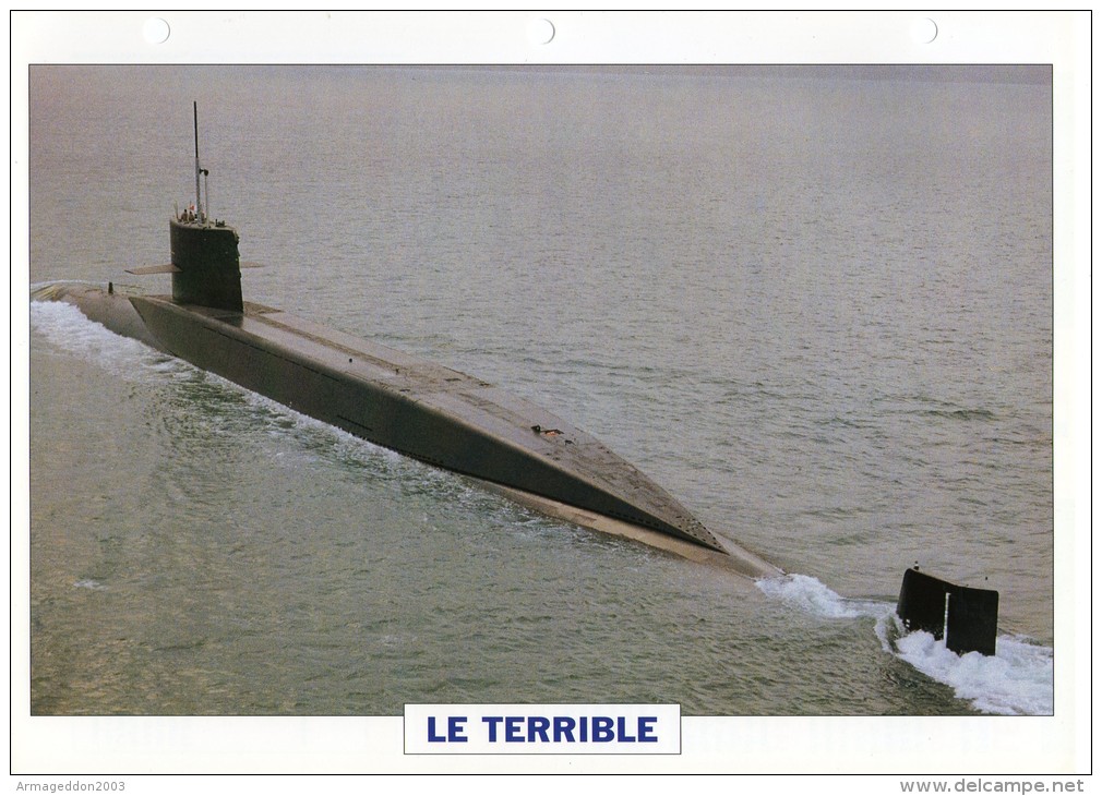 FICHE 25 X 18.5 CM SOUS-MARIN NUCLEAIRE LANCE-ENGINS FRANCAIS LE TERRIBLE 1969 TBE - Sonstige & Ohne Zuordnung