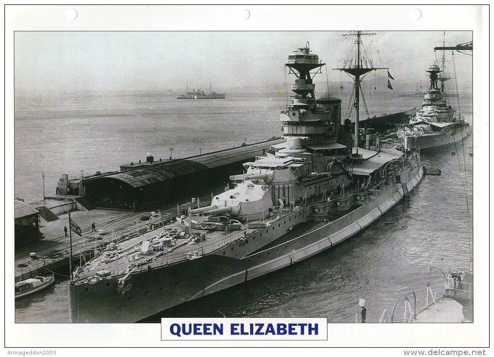 FICHE 25 X 18.5 CM CUIRASSE QUEEN ELIZABETH ANGLAIS GB 1913 TBE - Other & Unclassified