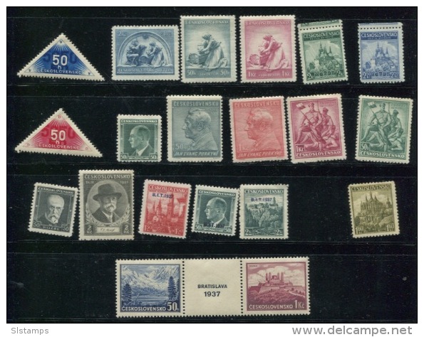 Chechoslovakia 1937 Mi ZU359-0, 360-3, 373-386 MNH/MH Complete Sets - Unused Stamps