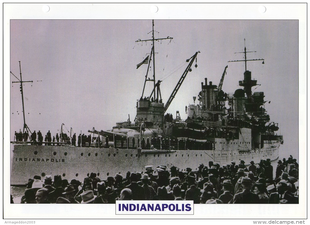 FICHE 25 X 18.5 CM CROISEUR DE BATAILLE US INDIANAPOLIS 1932 TBE - Sonstige & Ohne Zuordnung